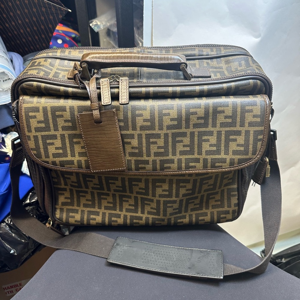 FENDI Zucca unisex Briefcase Suitcase Carryon Laptop Weekend Bag Authentic